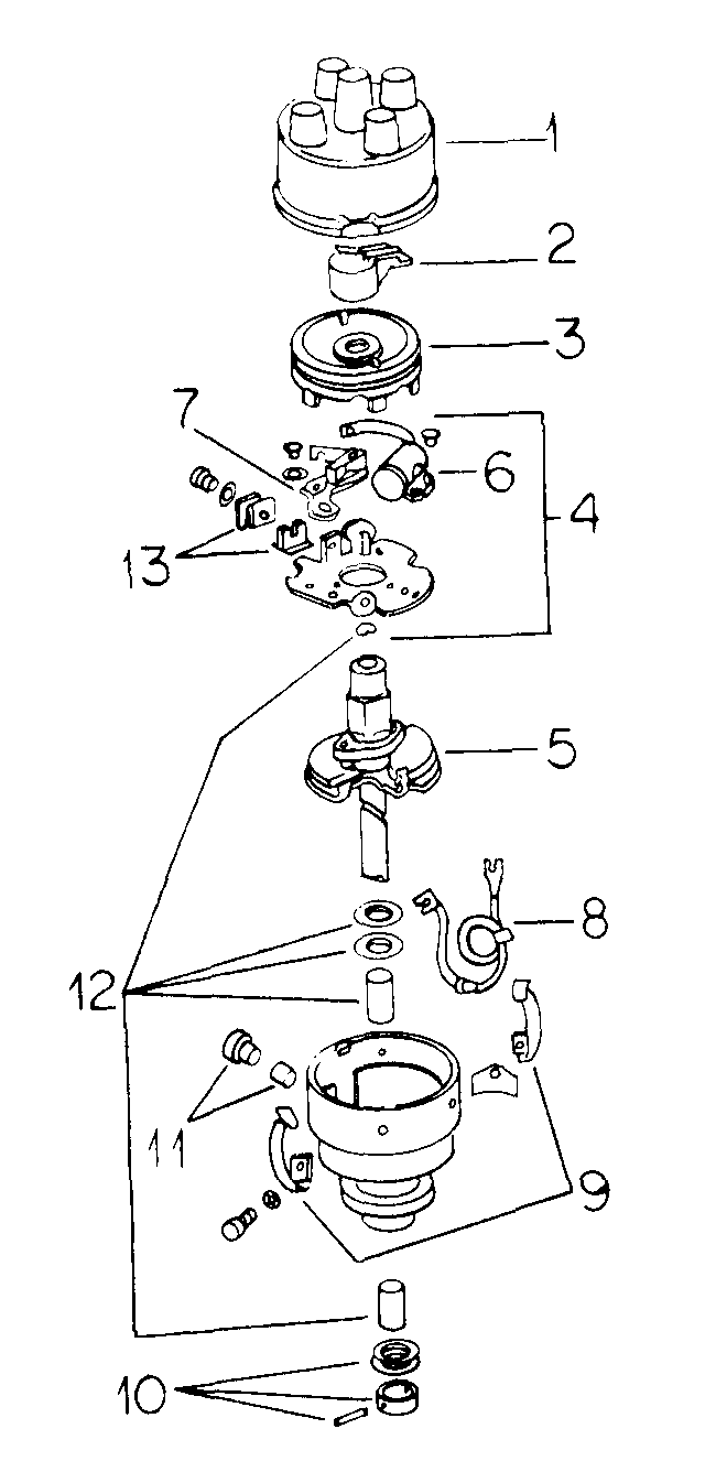 Distributor (Prestolite) Diagram and Parts List for CUB185  Cub Cadet Lawn Tractor
